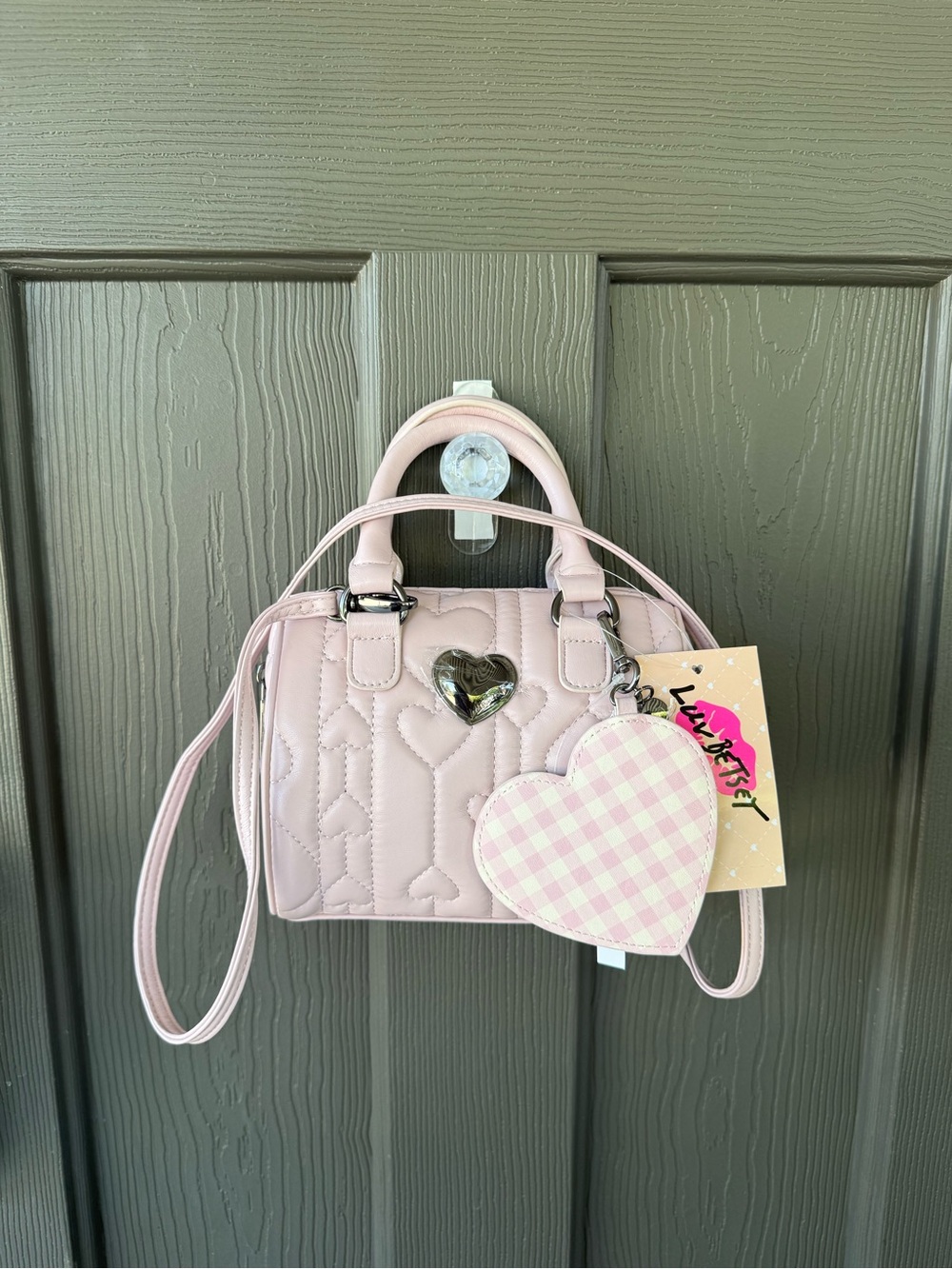 Betsey Johnson Quilted Heart Crossbody Handbag - Picture 6 of 6